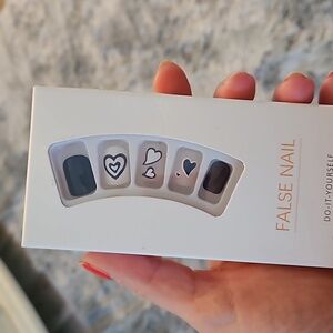 24 piece Short Square artificial nails, Navy Blue and Hearts, Last 1!!!